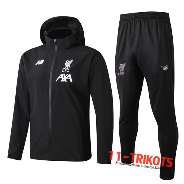 Neuestes Fussball FC Liverpool Trainingsanzug Windjacke Schwarz 2019 2020 | 11-trikots