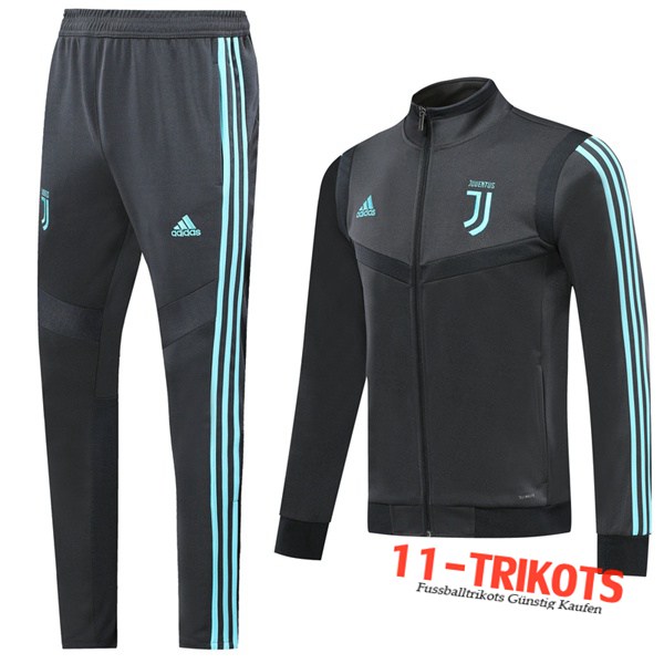 Neuestes Fussball Juventus Trainingsanzug (Jacke) Grau Dunkel 2019 2020 | 11-trikots