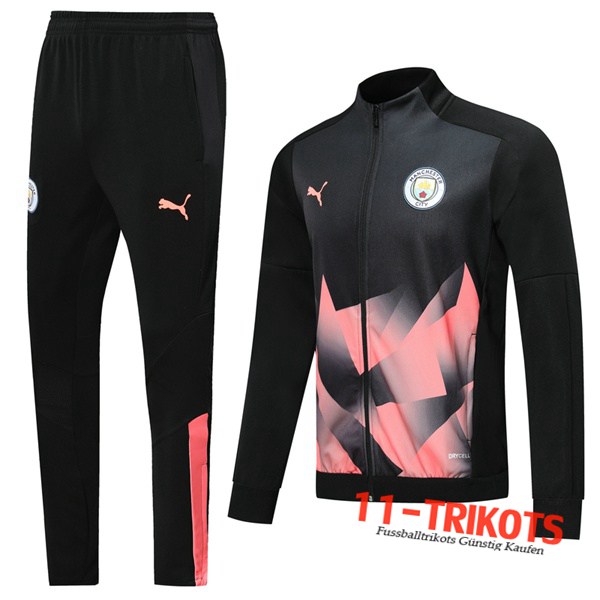 Neuestes Fussball Manchester City Trainingsanzug (Jacke) Schwarz/Rose 2019 2020 | 11-trikots