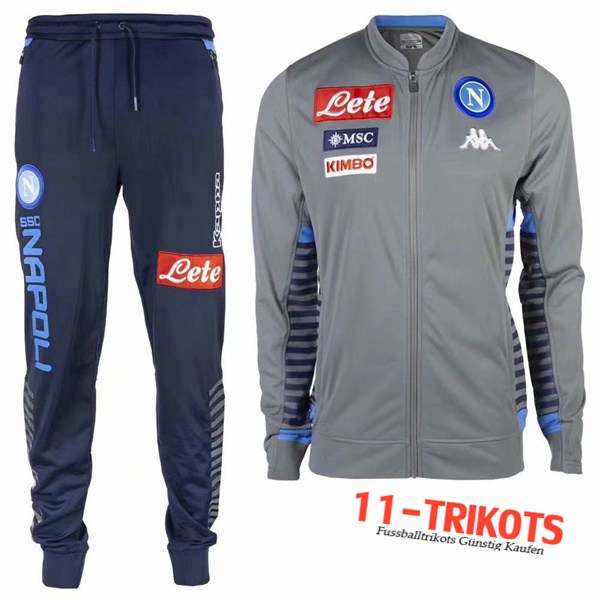 Neuestes Fussball SSC Neapel Trainingsanzug (Jacke) Grau 2019 2020 | 11-trikots