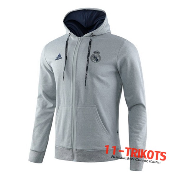 Chaqueta Futbol Con Capucha Real Madrid Gris 2019/2020