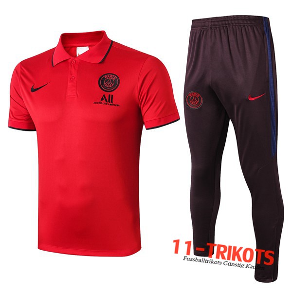 Neuestes Fussball Paris PSG ALL NIKE Poloshirt + Hose Rot 2019/2020