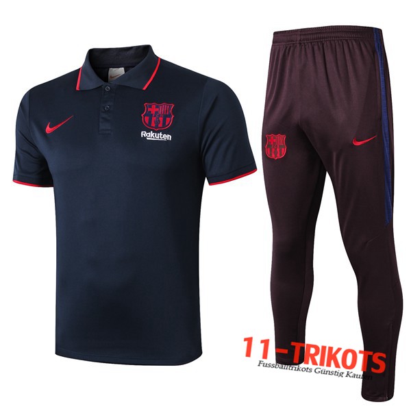 Neuestes Fussball FC Barcelona Poloshirt + Hose Blau Saphir 2019/2020