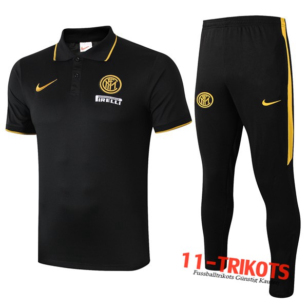 Neuestes Fussball Inter Milan Poloshirt + Hose Schwarz 2019/2020