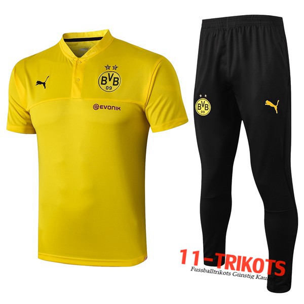 Neuestes Fussball Dortmund BVB Poloshirt + Hose Gelb 2019/2020