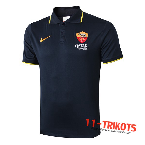 Neuestes Fussball AS Roma Poloshirt Blau Saphir 2019/2020