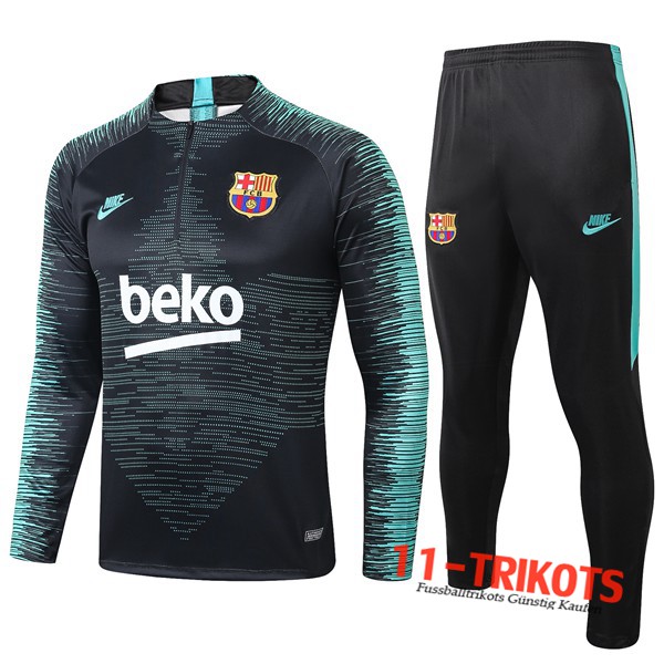 Neuestes Fussball FC Barcelona Beko Trainingsanzug Schwarz Grün 2019 2020 | 11-trikots