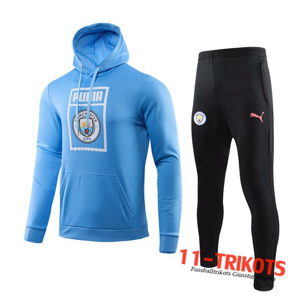 Neuestes Fussball Manchester City Trainingsanzug mit Kapuze Blau 2019 2020 | 11-trikots