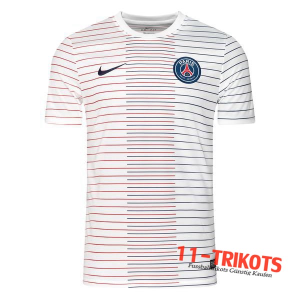 Neuestes Fussball PSG Nike Trainingstrikot Weiß Stripe 2019 2020 | 11-trikots