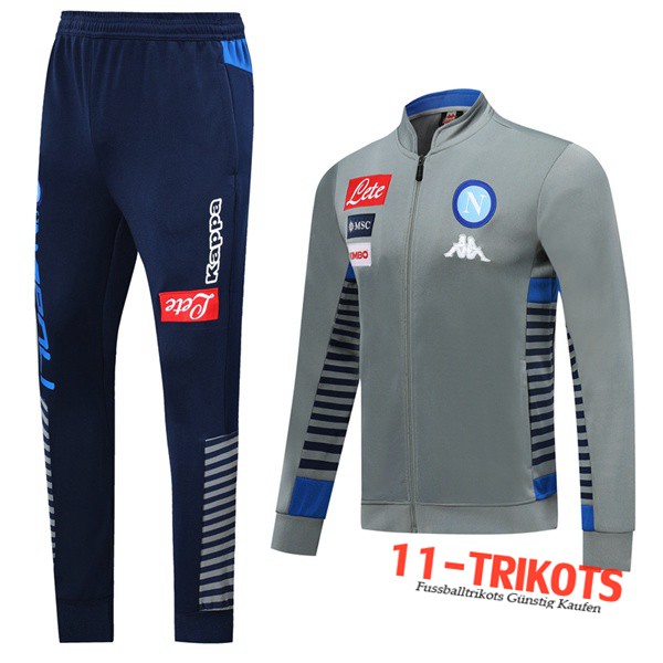 Neuestes Fussball SSC Neapel Trainingsanzug (Jacke) Grau 2019 2020 | 11-trikots