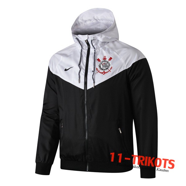 Chaqueta Futbol Rompevientos Corinthians Blanco Negro 2019 2020