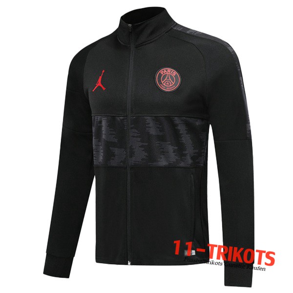 Neuestes Fussball PSG Jordan Trainingsjacke Schwarz Grau 2019 2020 | 11-trikots