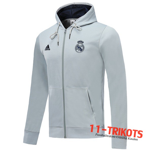 Chaqueta Futbol Con Capucha Real Madrid Gris 2019 2020