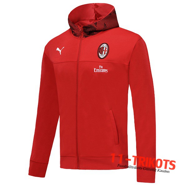 Neuestes Fussball Milan AC Trainingsjacke Kapuzenpulli Rot 2019 2020 | 11-trikots