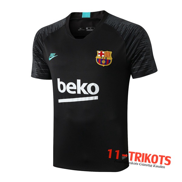 Neuestes Fussball T-Shirts FC Barcelona Trainingstrikot Schwarz Grün 2019 2020 | 11-trikots