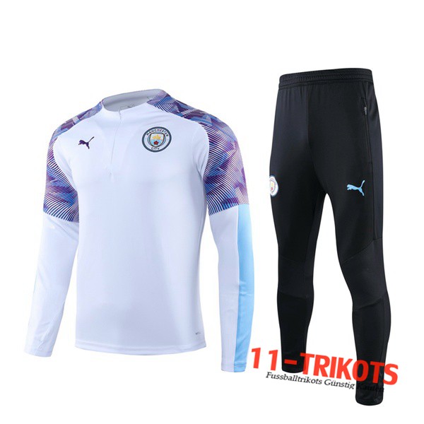 Neuestes Fussball Manchester City Trainingsanzug Weiß Lila 2019 2020 | 11-trikots