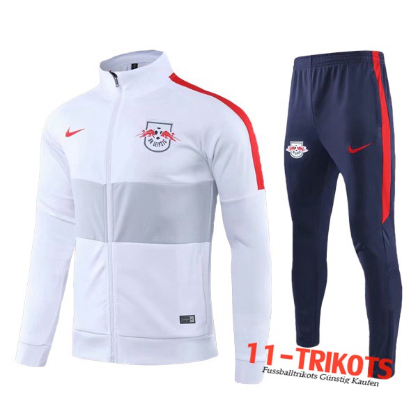 Neuestes Fussball RB Leipzig Trainingsanzug (Jacke) Weiß 2019 2020 | 11-trikots