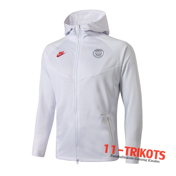 Neuestes Fussball Paris PSG Trainingsjacke Kapuzenpulli Weiß 2019 2020 | 11-Trikots