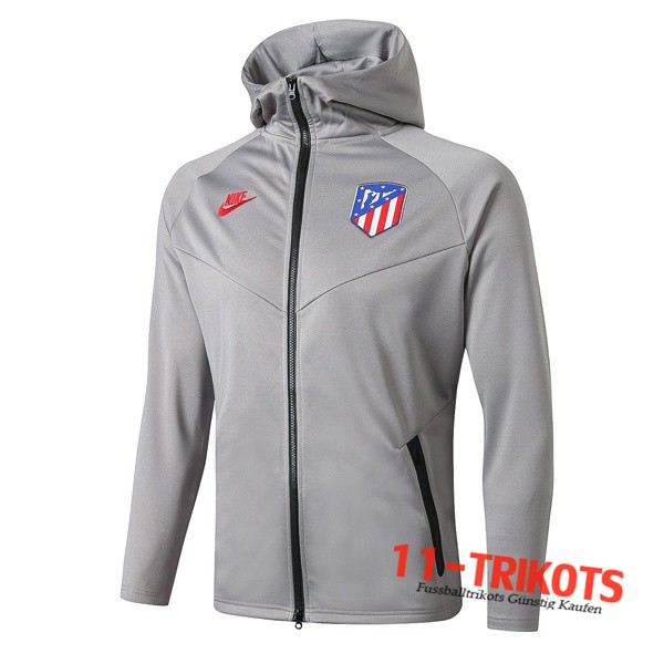 Chaqueta Futbol Con Capucha Atletico Madrid Gris Claro 2019 2020