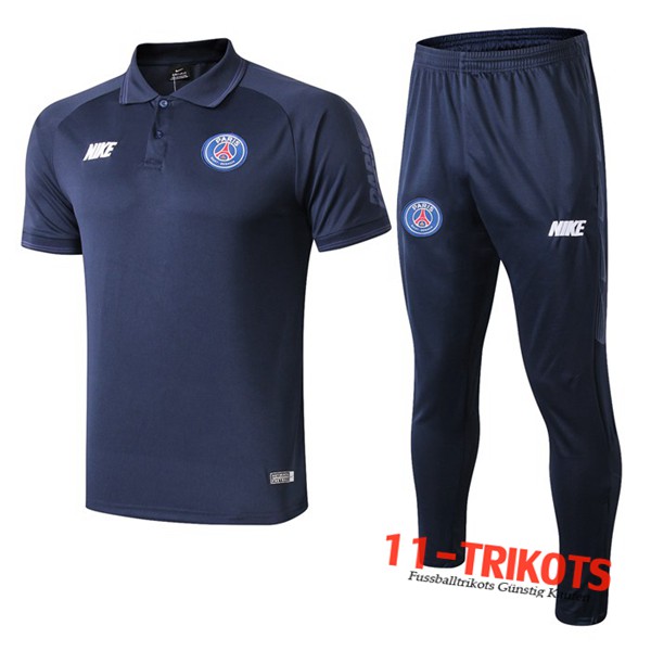 Neuestes Fussball Paris PSG NIKE Poloshirt + Hose Blau Dunkel 2019 2020 | 11-trikots