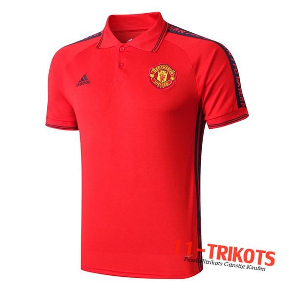 Neuestes Fussball Manchester United Poloshirt Rot Schwarz 2019 2020 | 11-trikots