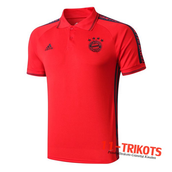 Neuestes Fussball Bayern Munchen Poloshirt Rot 2019 2020 | 11-trikots