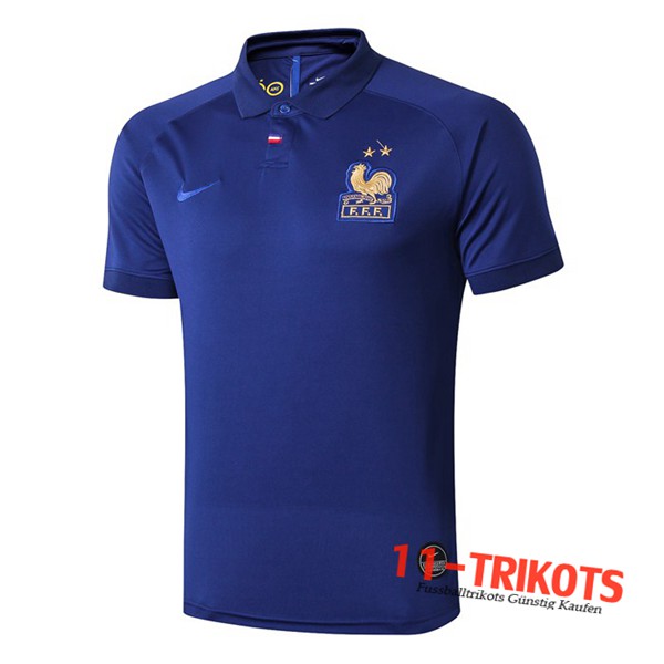 Neuestes Fussball Frankreich 2 Sterne Poloshirt Blau 2019 2020 | 11-trikots