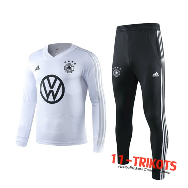 Neuestes Fussball Deutschland Trainingstrikot + Hose Weiß Langarm 2019 2020 | 11-trikots