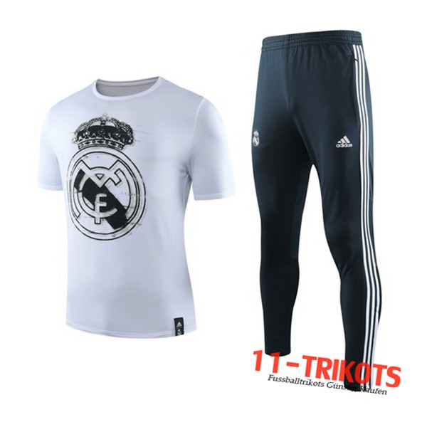 Neuestes Fussball Real Madrid Trainingstrikot + Hose Weiß 2019 2020 | 11-trikots