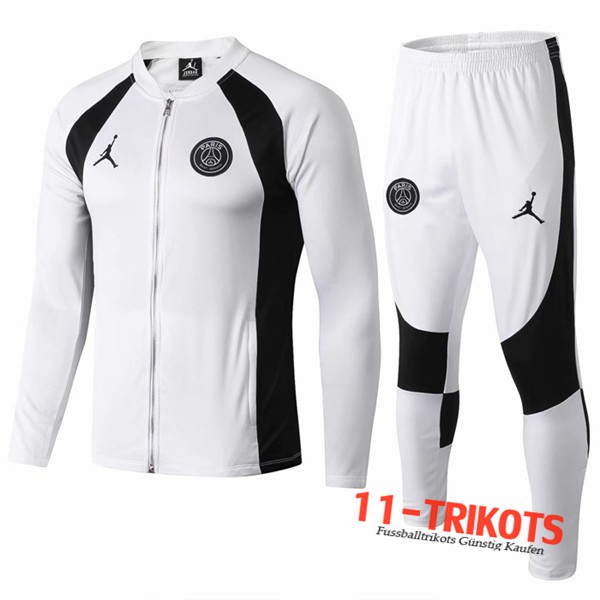 Neuestes Fussball Trainingsanzug (Jacken) PSG Jordan Weiß Schwarz 2019 2020 | 11-trikots