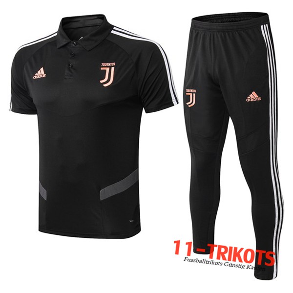 Neuestes Fussball Juventus Poloshirt + Hose Schwarz 2019 2020 | 11-trikots