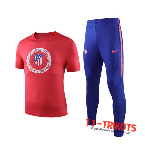 Neuestes Fussball T-Shirts Atletico Madrid Trainingstrikot + Hose Rot 2019 2020 | 11-trikots