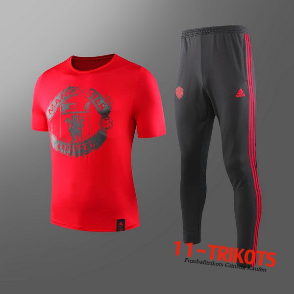 Neuestes Fussball T-Shirts Manchester United Kinder Trainingstrikot + Hose Rot 2019 2020 | 11-trikots