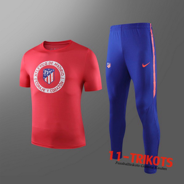 Neuestes Fussball T-Shirts Atletico Madrid Kinder Trainingstrikot + Hose Rot 2019 2020 | 11-trikots