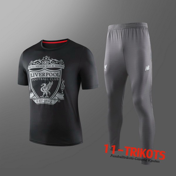 Neuestes Fussball T-Shirts Liverpool Kinder Trainingstrikot + Hose Schwarz 2019 2020 | 11-trikots