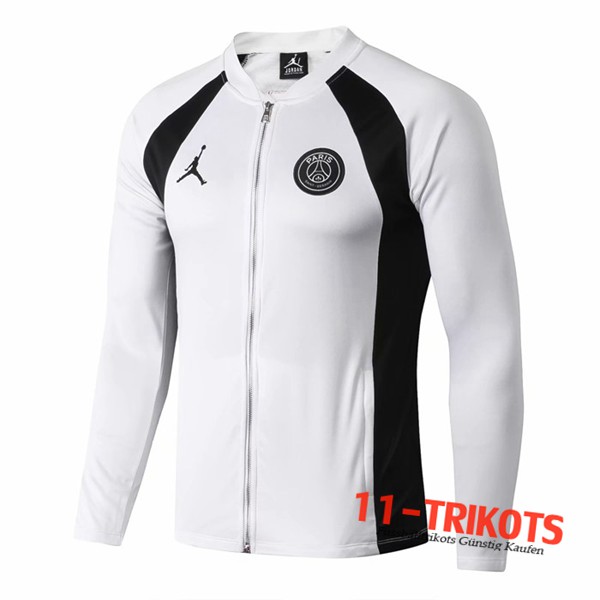 Neuestes Fussball PSG Jordan Trainingsjacke Weiß/Schwarz 2019 2020 | 11-trikots