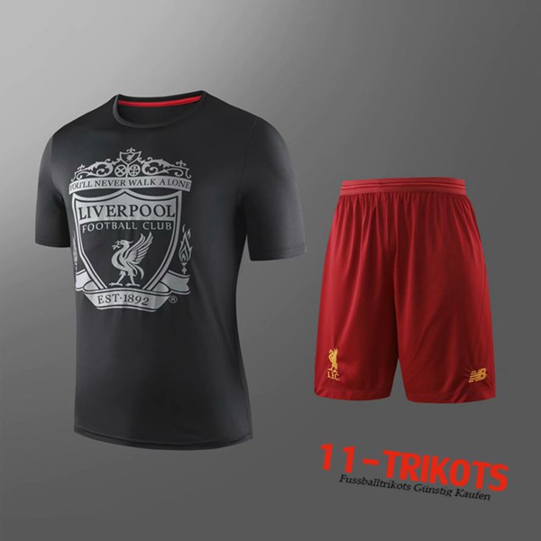 Neuestes Fussball T-Shirts FC Liverpool Trainingstrikot + Shorts Kinder Schwarz 2019 2020 | 11-trikots