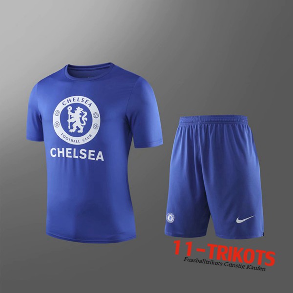 Neuestes Fussball T-Shirts FC Chelsea Trainingstrikot + Shorts Kinder Blau 2019 2020 | 11-trikots