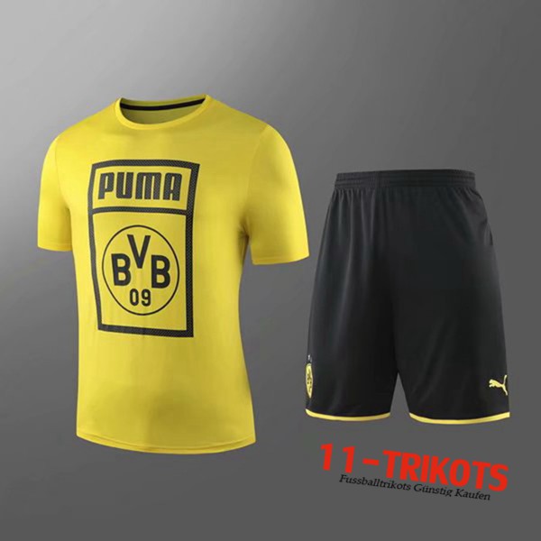 Neuestes Fussball T-Shirts Dortmund BVB Trainingstrikot + Shorts Kinder Gelb 2019 2020 | 11-trikots