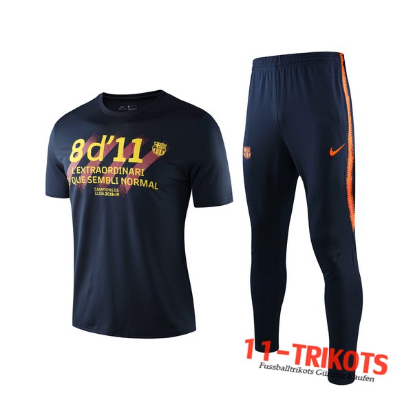 Neuestes Fussball T-Shirts FC Barcelona Trainingstrikot + Hose Schwarz 2019 2020 | 11-trikots