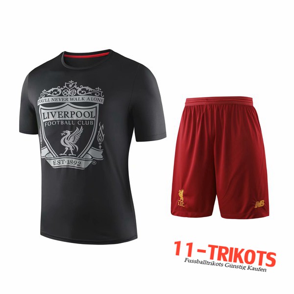 Neuestes Fussball T-Shirts FC Liverpool Trainingstrikot + Shorts Schwarz 2019 2020 | 11-trikots