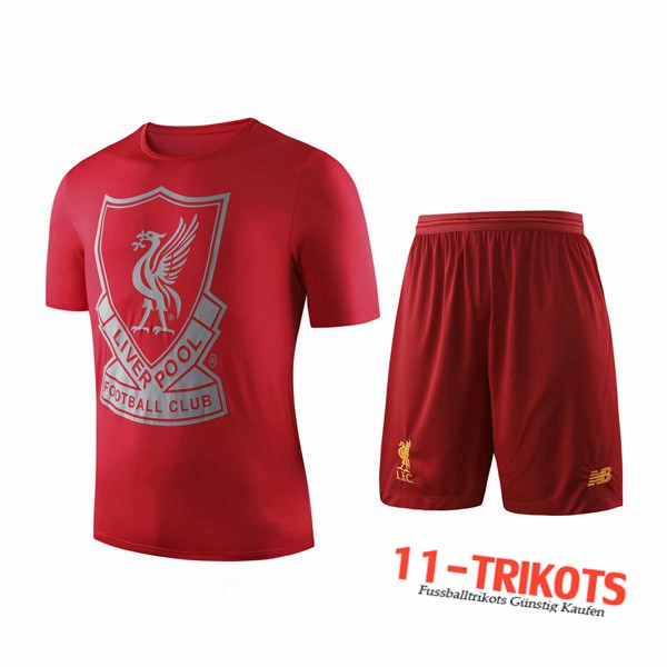 Neuestes Fussball T-Shirts FC Liverpool Trainingstrikot + Shorts Rot 2019 2020 | 11-trikots