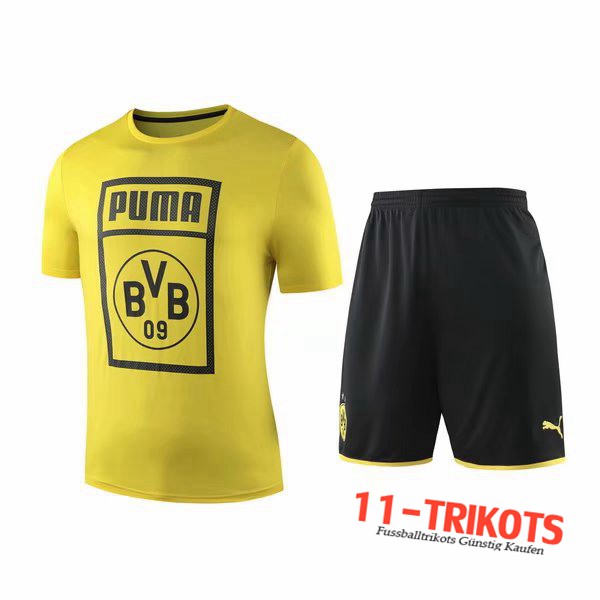 Neuestes Fussball T-Shirts Dortmund BVB Trainingstrikot + Shorts Gelb 2019 2020 | 11-trikots