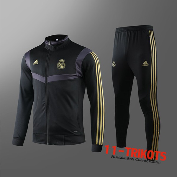 Neuestes Fussball Real Madrid Trainingsanzug (Jacken) Schwarz/Gelb 2019 2020 | 11-trikots
