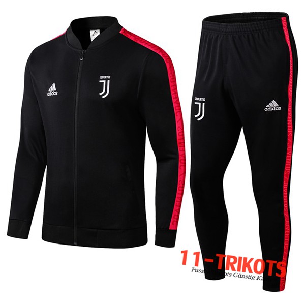 Neuestes Fussball Juventus Trainingsanzug (Jacken) Schwarz/Rot 2019 2020 | 11-trikots