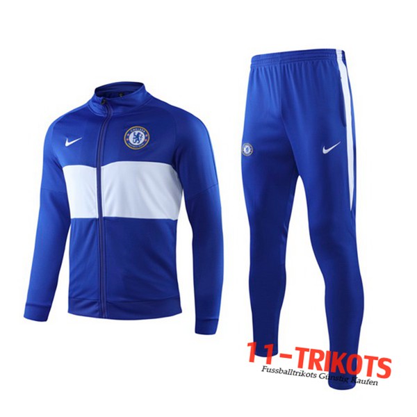 Neuestes Fussball FC Chelsea Trainingsanzug (Jacken) Blau/Weiß 2019 2020 | 11-trikots