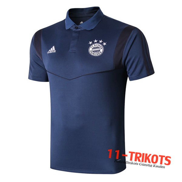 Neuestes Fussball Bayern Munchen Poloshirt Blau Dunkel 2019 2020 | 11-trikots