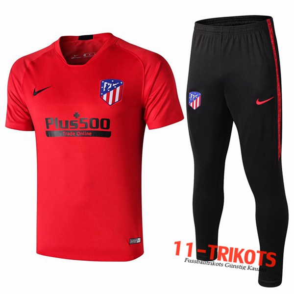 Neuestes Fussball T-Shirts Atletico Madrid Trainingstrikot + Hose Rot 2019 2020 | 11-trikots