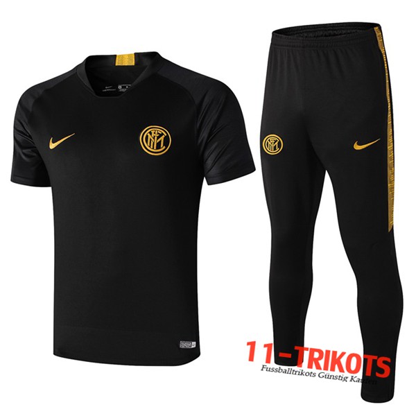 Neuestes Fussball T-Shirts Inter Milan Trainingstrikot + Hose Schwarz 2019 2020 | 11-trikots