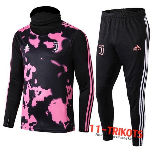 Neuestes Fussball Juventus Trainingsanzug Rose Schwarz Hoher Kragen 2019 2020 | 11-trikots